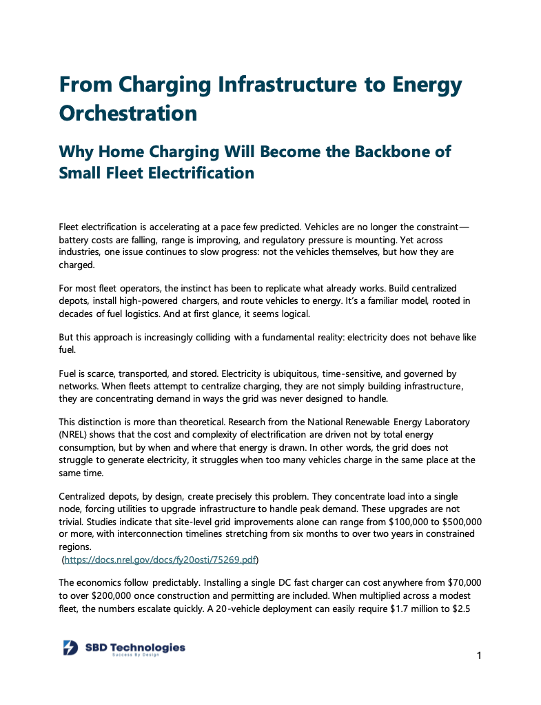From Charging Infrastructure to Energy Orchestration White Paper by SBD Technologies